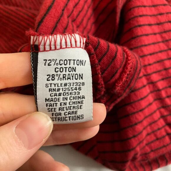 Habitat Womens Pinstriped Tunic Top Red Knit Round Neck Long Sleeve Size Medium - Picture 5 of 13